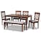 Baxton Studio Gabriel Grey Upholstered and Walnut Wood 6-Piece Dining Set 171-10951-10917-10520 - alternate 3